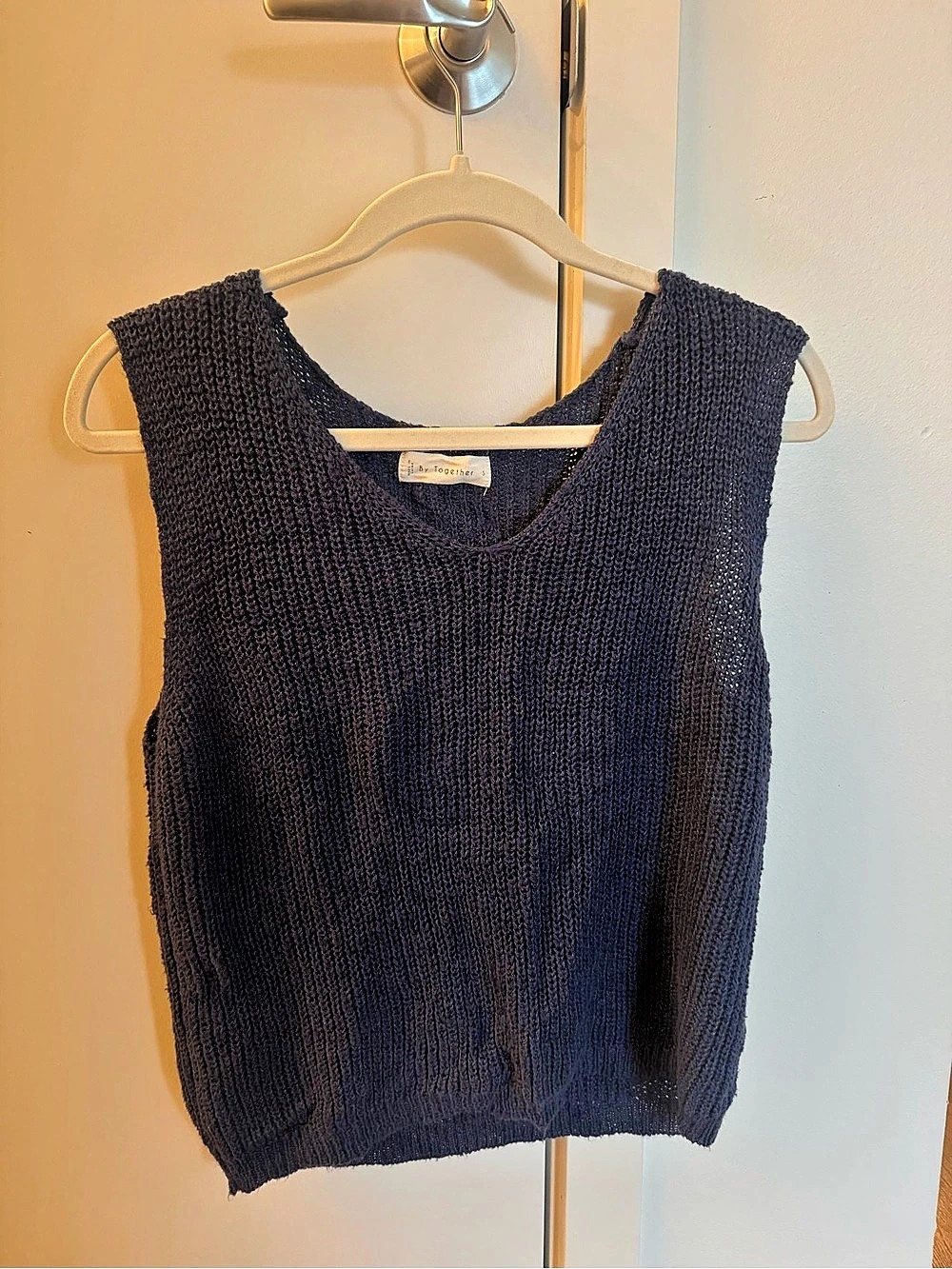 Navy blue Knit Sleeveless Vest